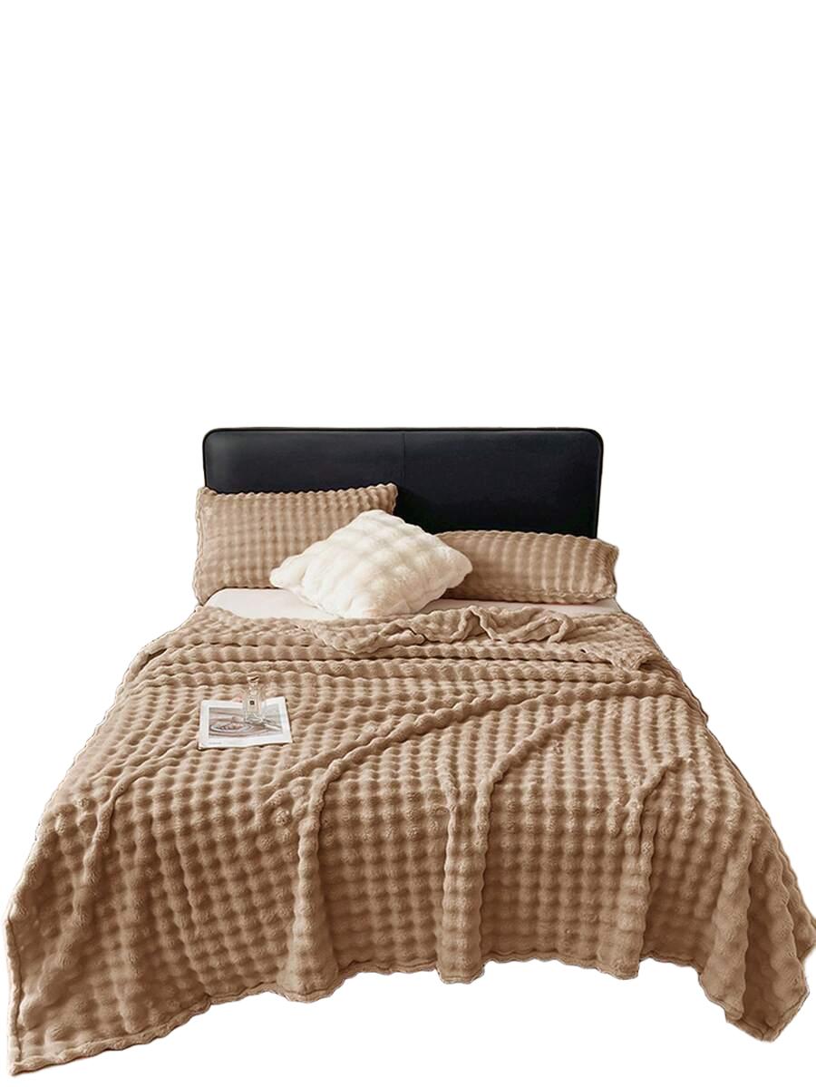 SHEIN BRĄZOWY KOC POLARNY S07__180X200CM