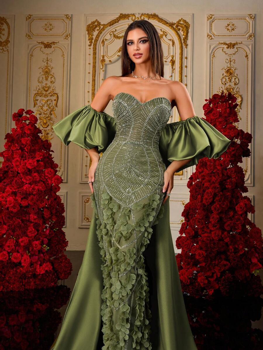 SHEIN ZIELONA MAXI SUKIENKA S06__L