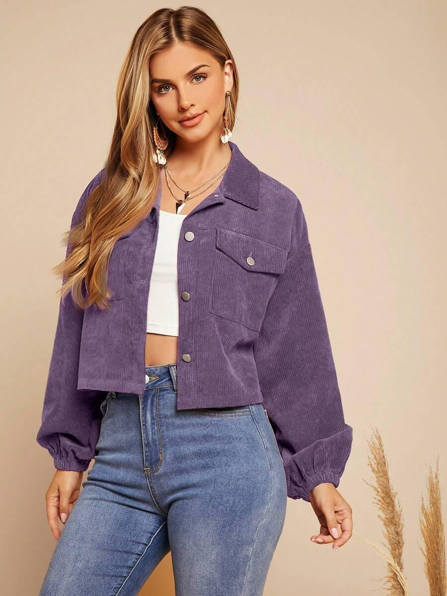 SHEIN FIOLETOWA KURTKA GUZIKI S06__L