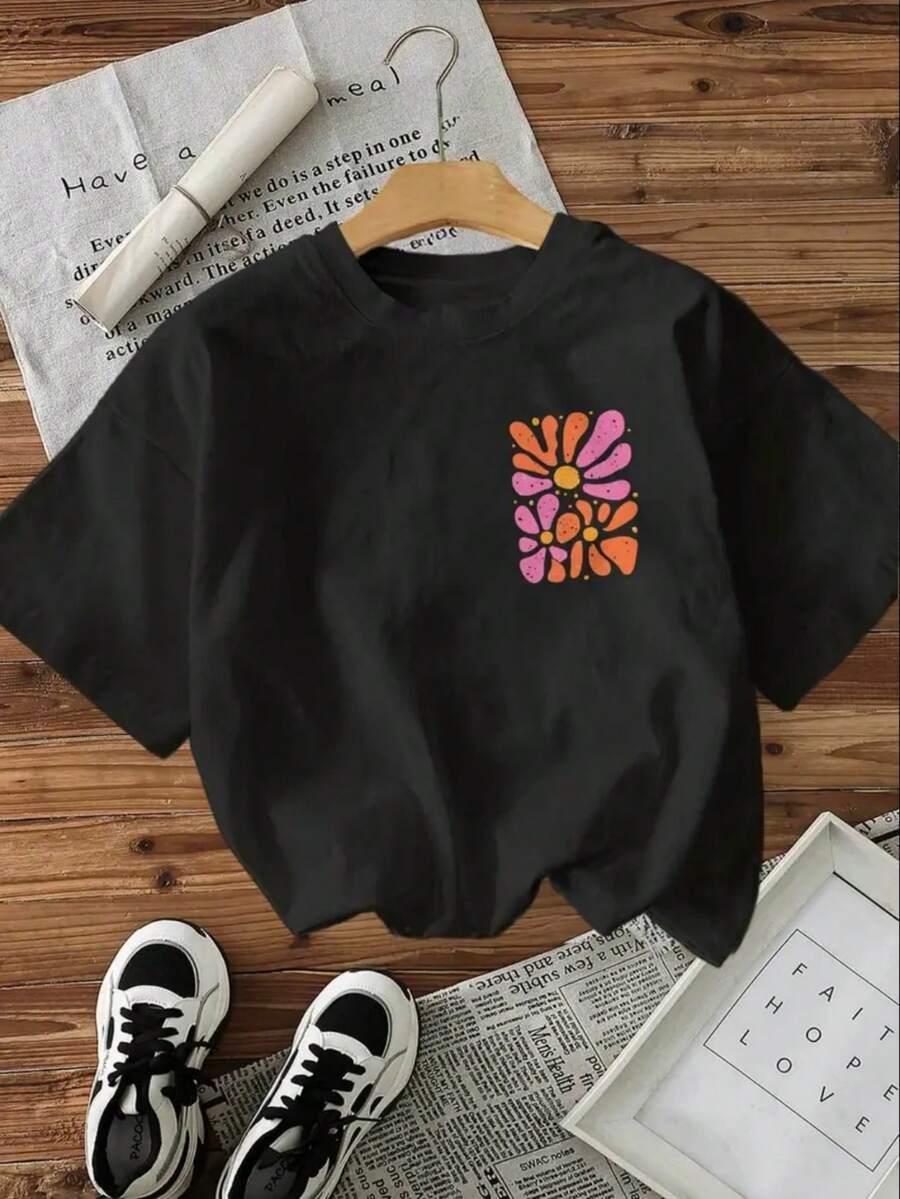 SHEIN CZARNY T-SHIRT NADRUK S06__3XL
