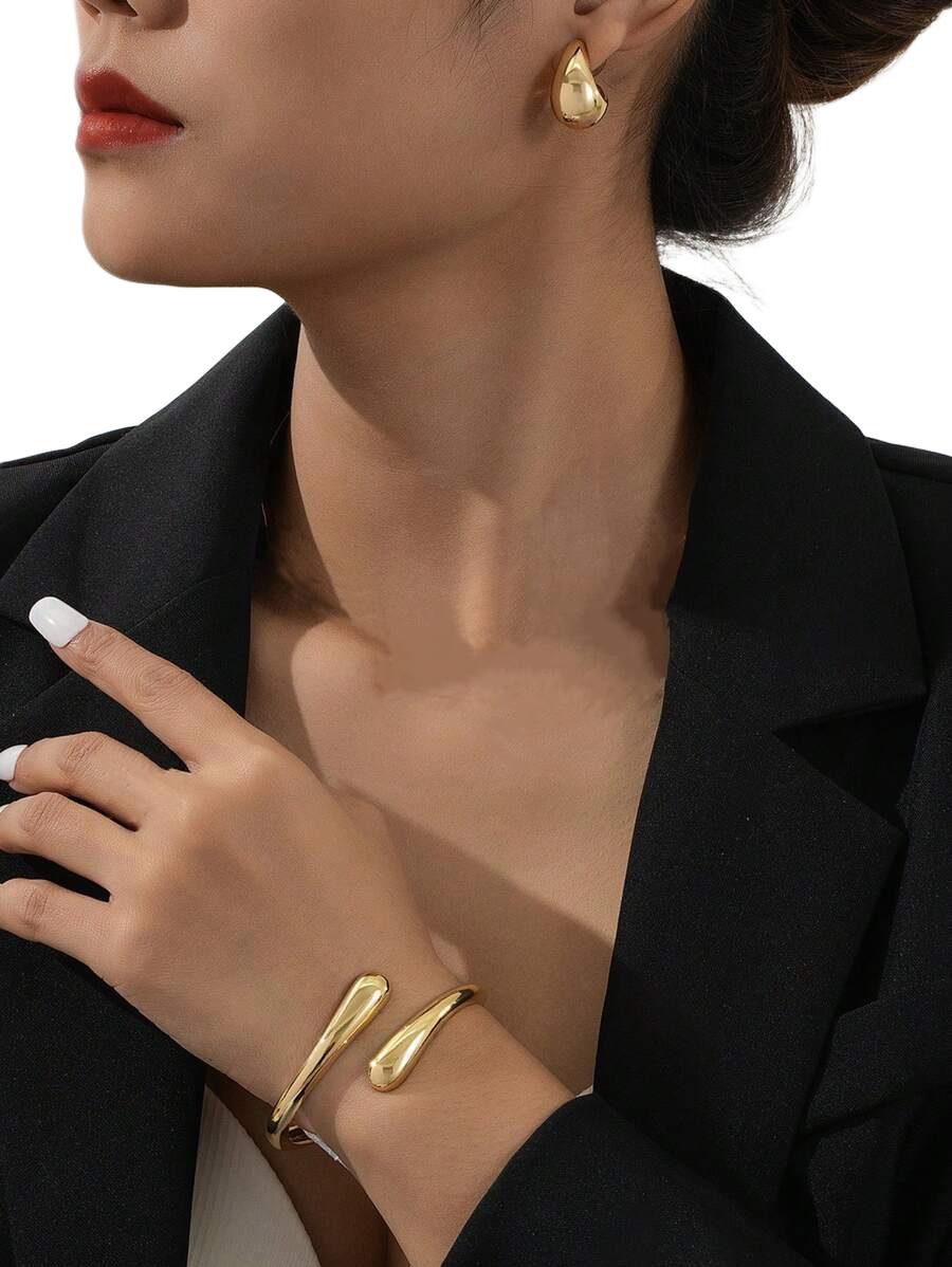 SHEIN ZŁOTY KOMPLET BRANSOLETKA KOLCZYKI S07