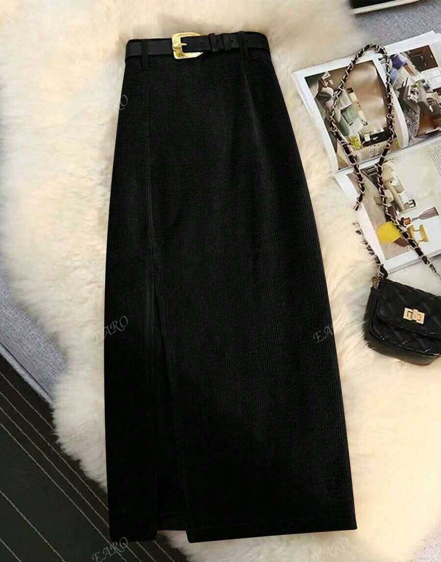 SHEIN CZARNA SPÓDNICA ZAMEK S06__XL