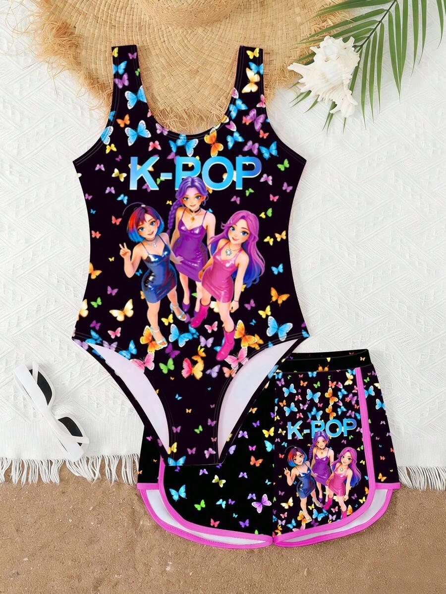 SHEIN JEDNOCZĘŚCIOWY STRÓJ KĄPIELOWY SPODENKI S09__128-134