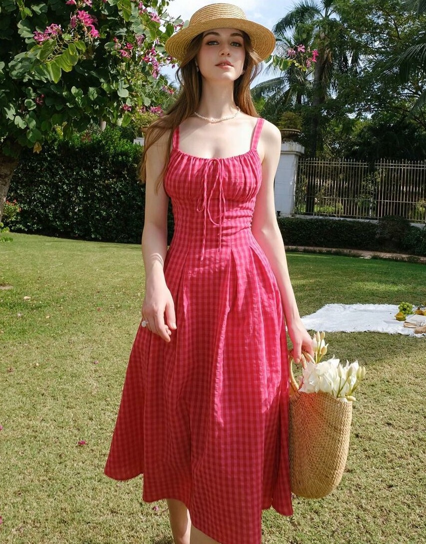 SHEIN MIDI SUKIENKA WZÓR KRATKA S06__L
