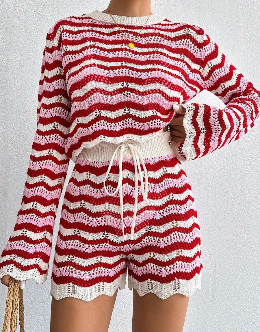 EURMUSE DZIANINOWY KOMPLET SWETER SPODENKI S06__M