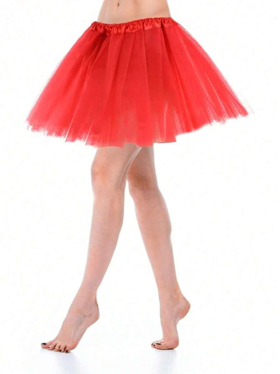SHEIN CZERWONA SPÓDNICA TIUL S06__OS
