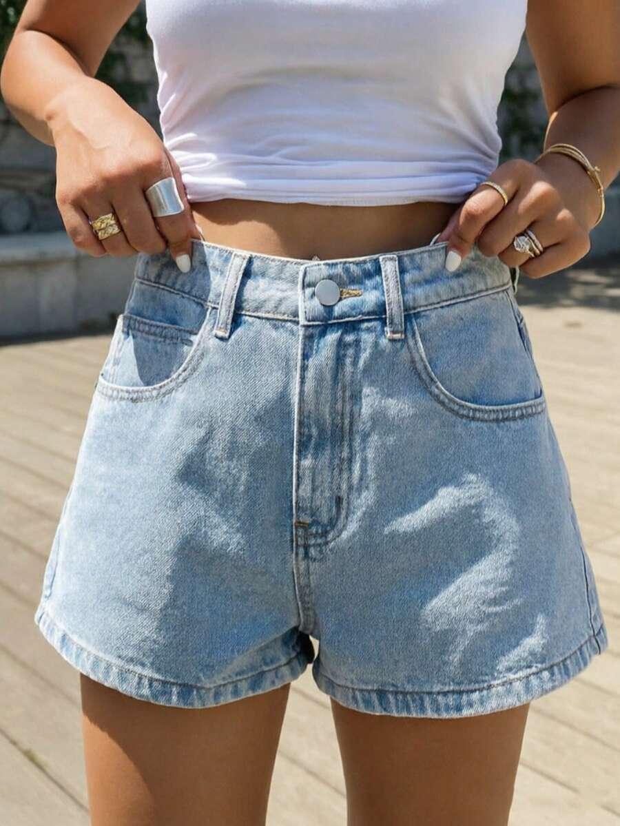 SHEIN NIEBIESKIE KRÓTKIE SPODENKI JEANS PK01__L