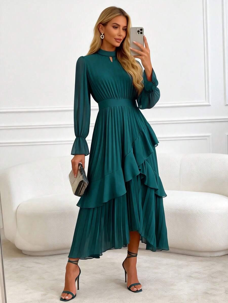 SHEIN ZIELONA MIDI SUKIENKA S06__L