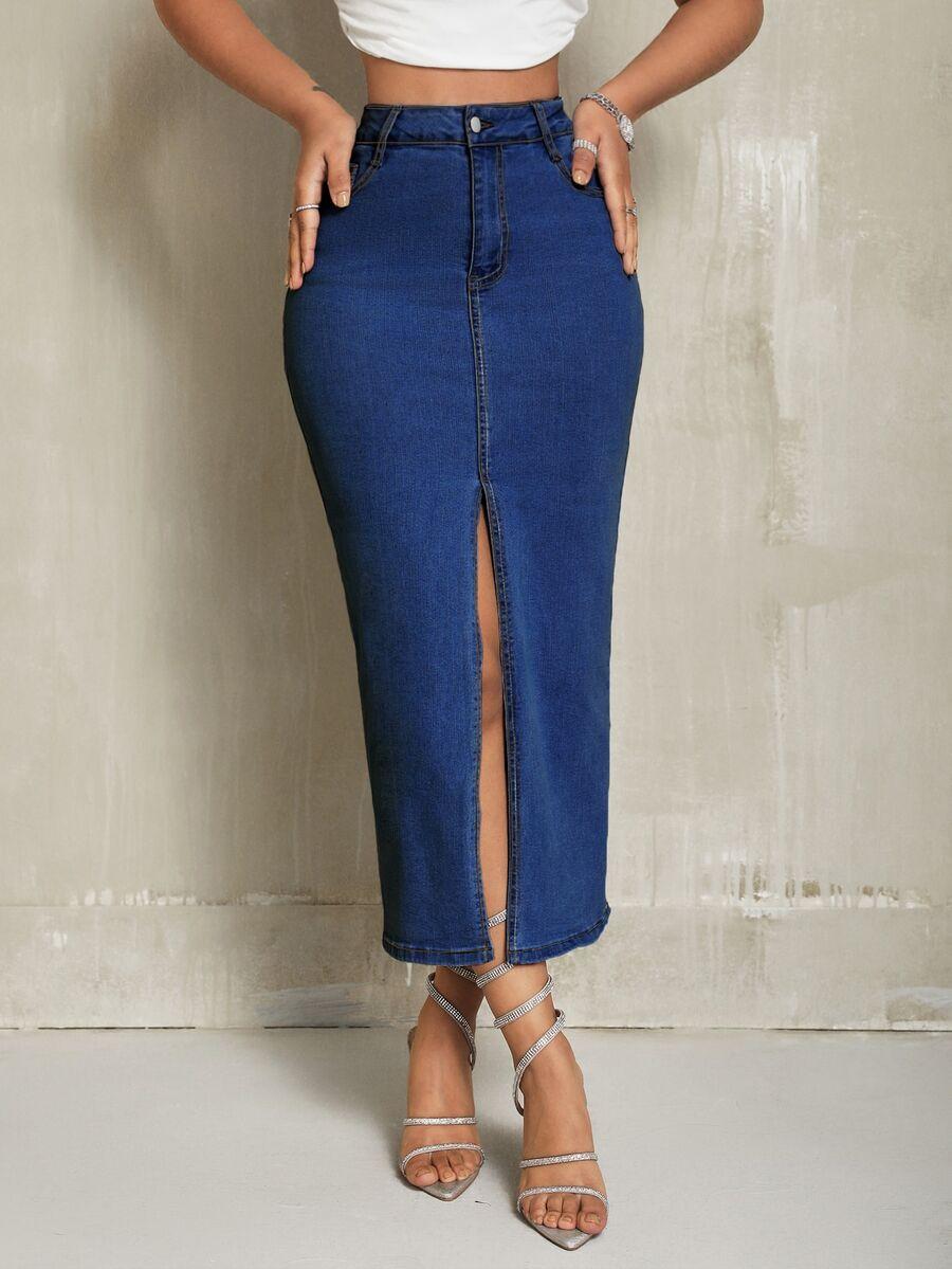 BRIALLANYX SPÓDNICA JEANS ROZCIĘCIE ZAMEK KIESZENIE PK01__S