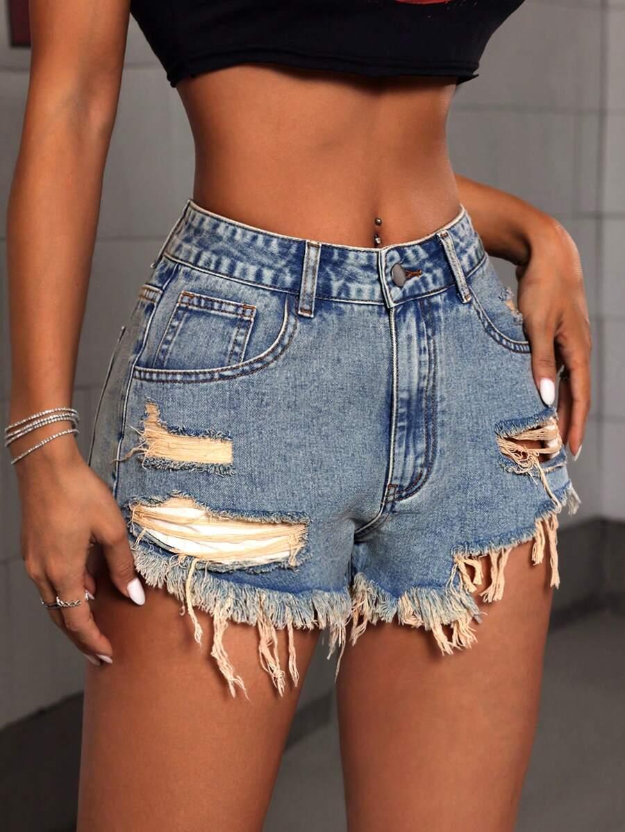 SHEIN NIEBIESKIE SPODENKI JEANS S06__S
