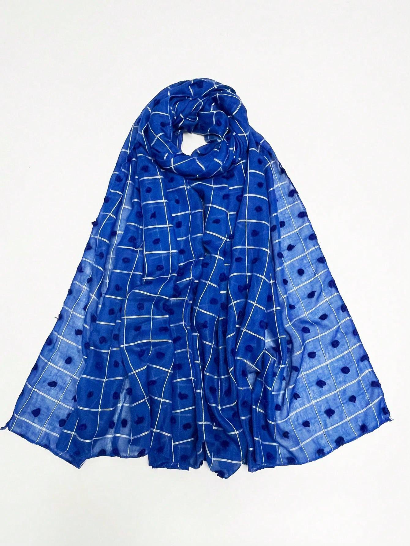 SHEIN NIEBIESKA CHUSTA W KRATĘ S07_