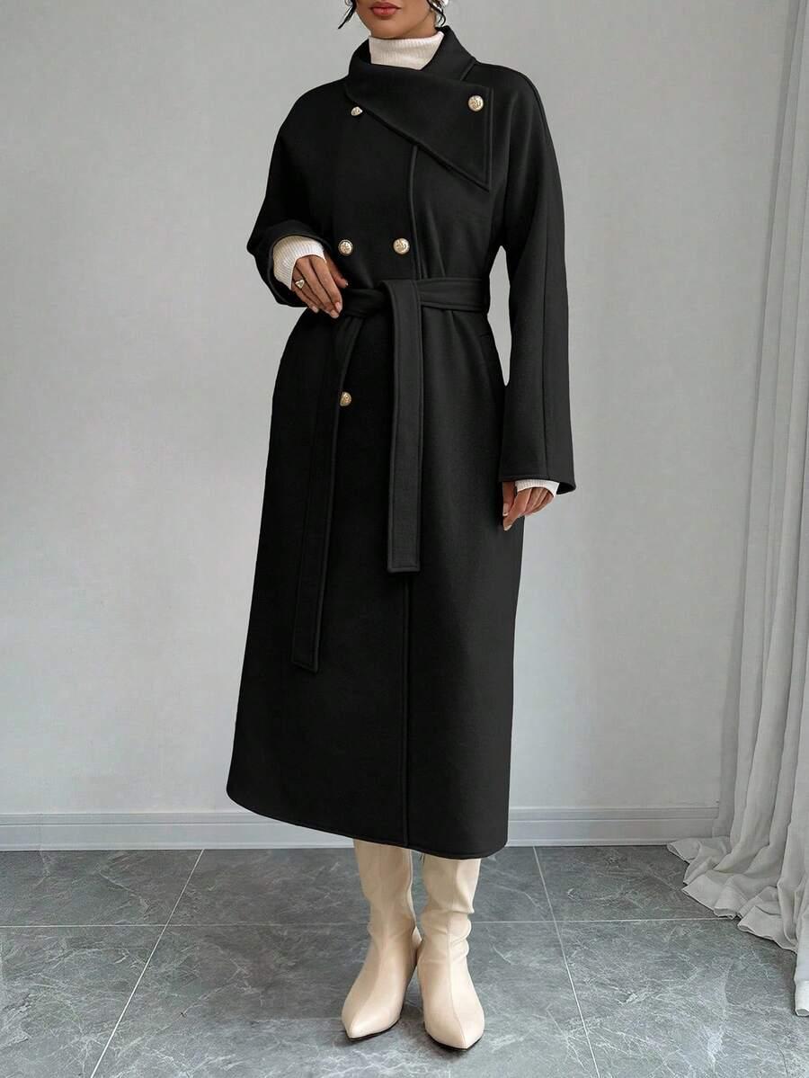 SHEIN CZARNY KLASYCZNY PŁASZCZ W01__XL