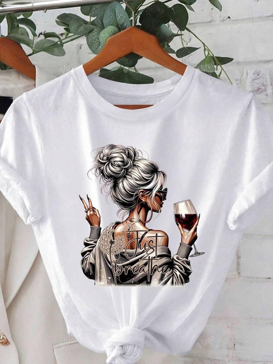 SHEIN BIAŁY T-SHIRT PRINT S06__M