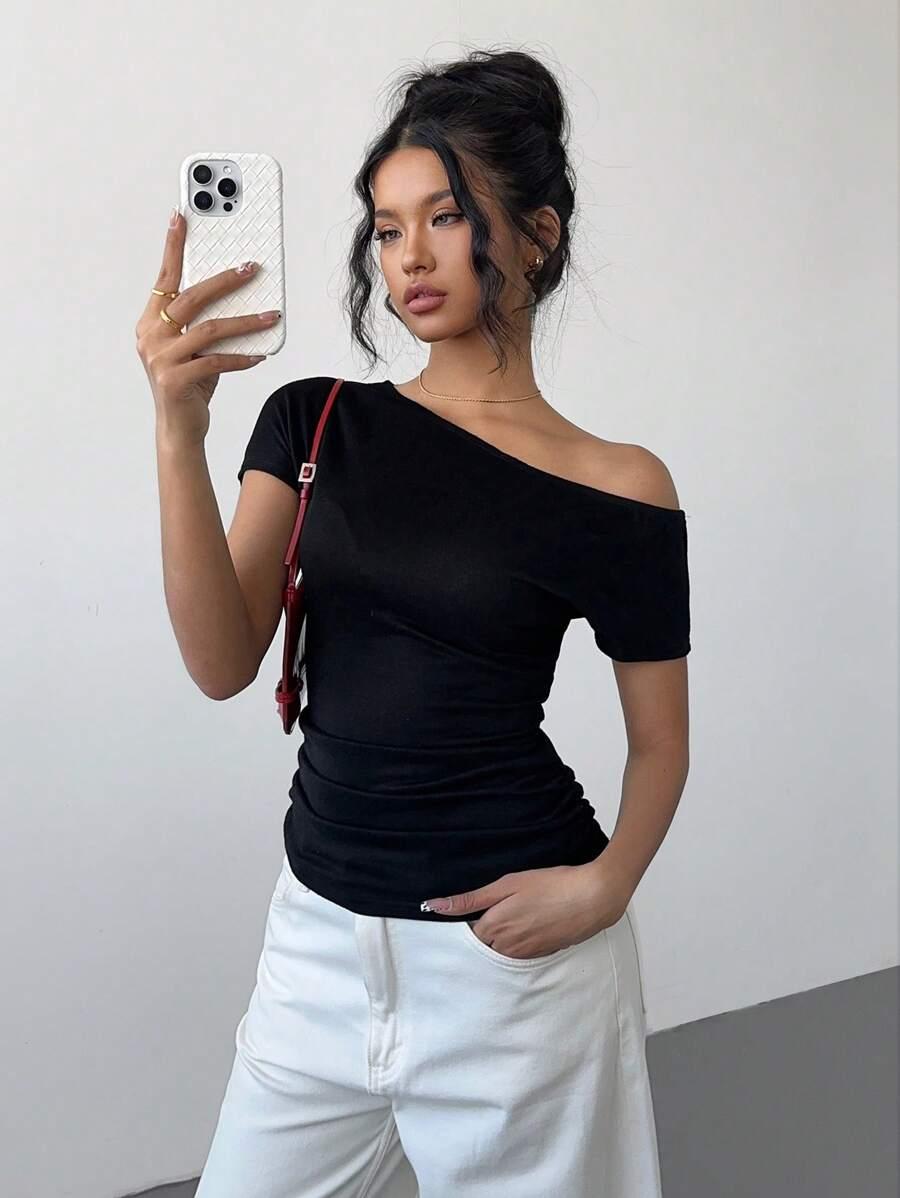 SIREN GAZE CZARNA ASYMETRYCZNA BLUZKA S06__XS