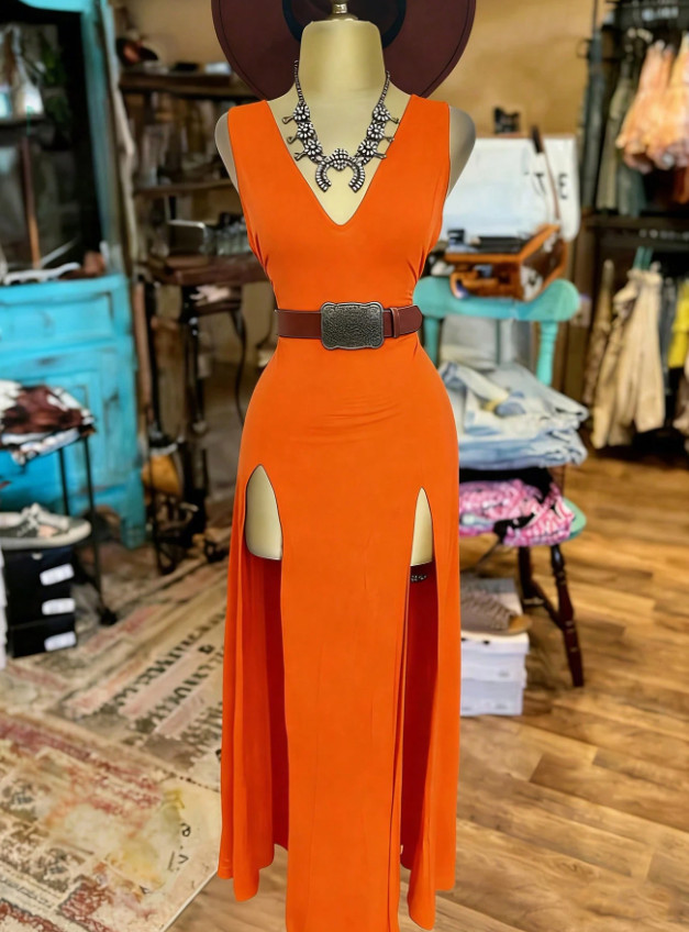 SHEIN POMARAŃCZOWA SUKIENKA BEZ RĘKAWÓW S09__S
