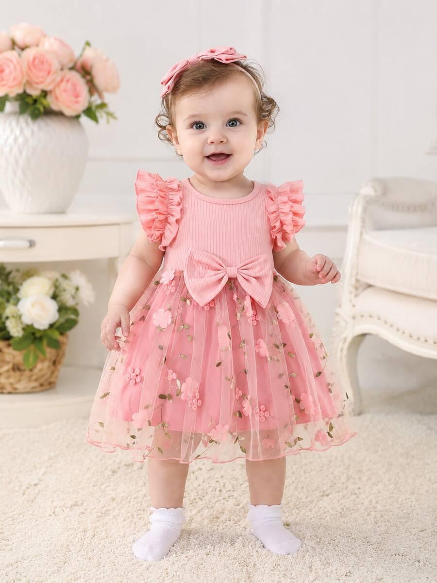 SHEIN RÓŻOWA SUKIENKA KRÓTKI RĘKAW S06__80-86CM