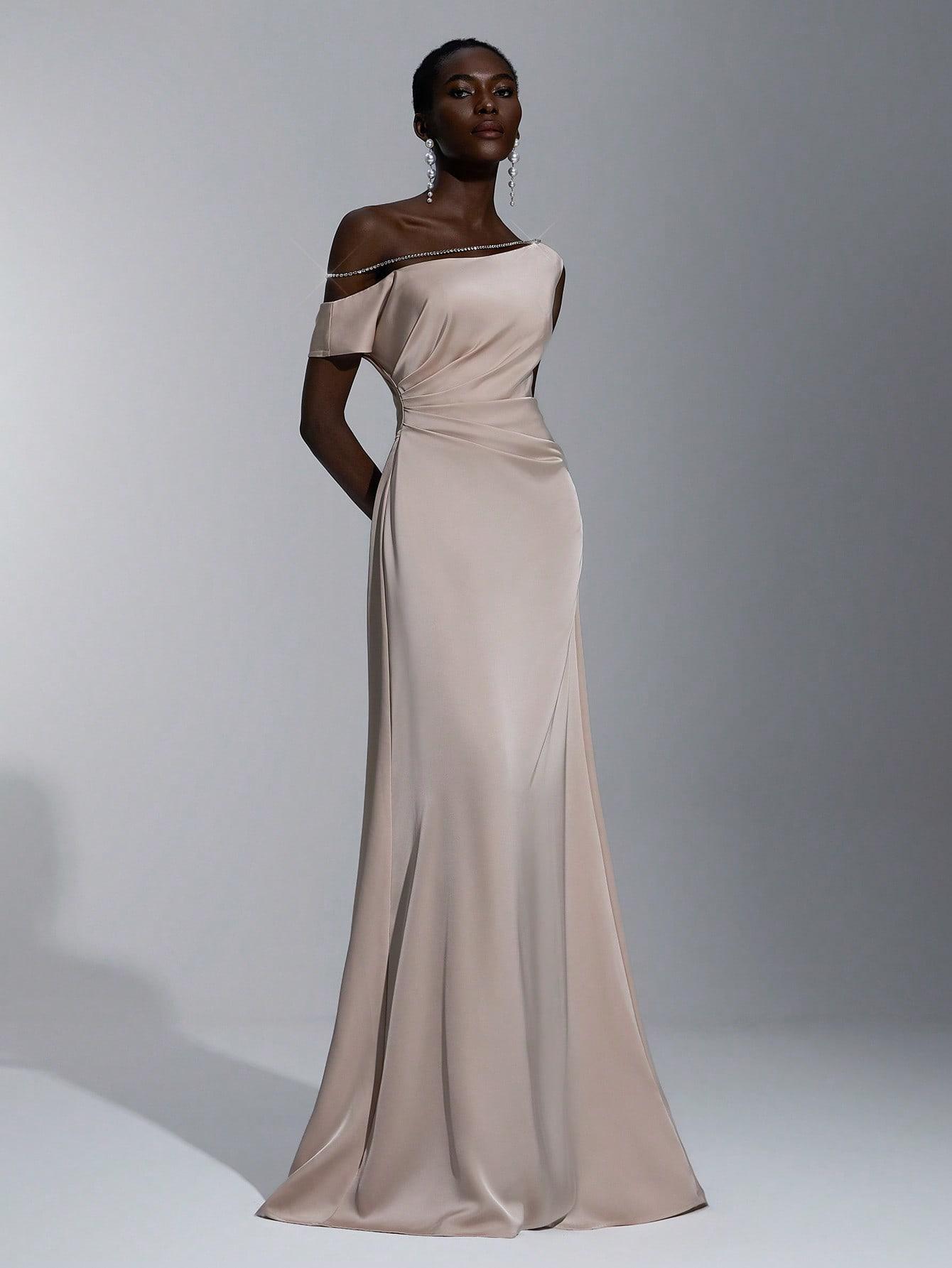 SHEIN BEŻOWA SUKIENKA MAXI S06__L