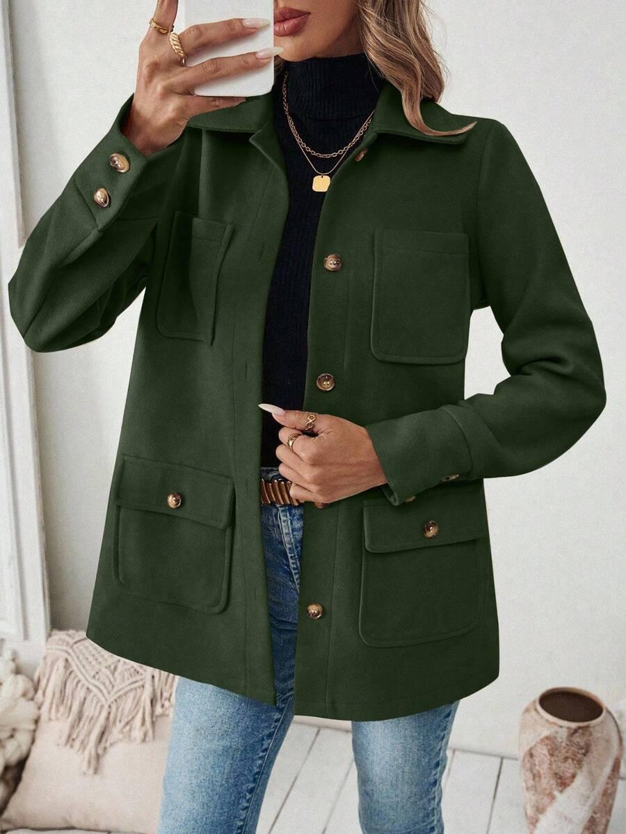 SHEIN ZIELONA KURTKA GUZIKI S06__XL