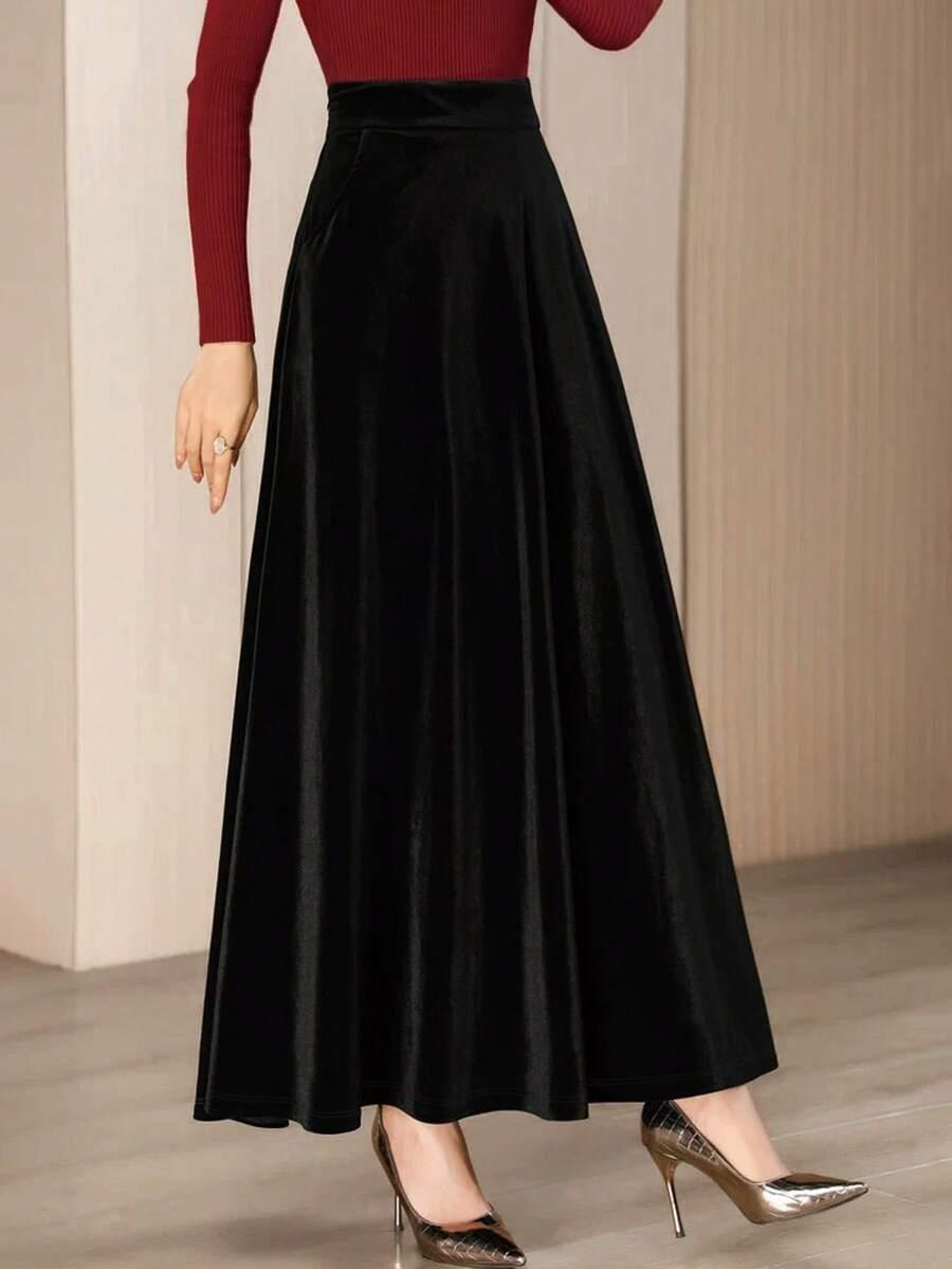 SHEIN CZARNA MAXI SPÓDNICA S06__52