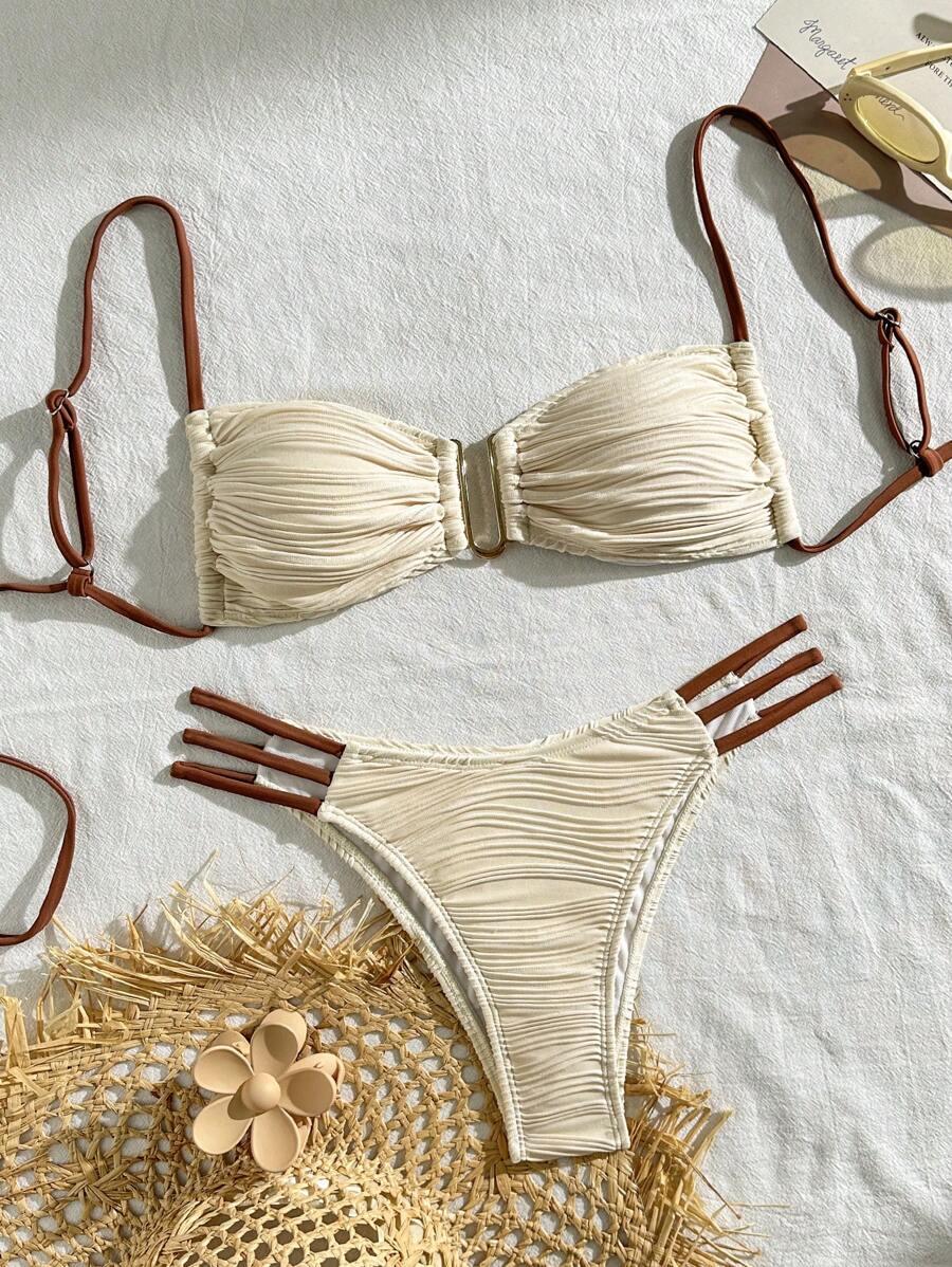 SHEIN DWUCZĘŚCIOWY STRÓJ KĄPIELOWY TEKSTURA S09__M