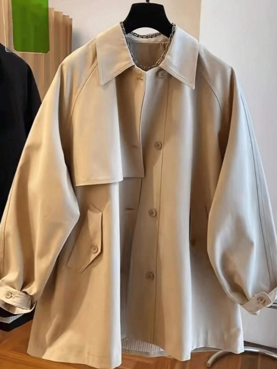 SHEIN BEŻOWY PŁASZCZ TRENCZ S06__S