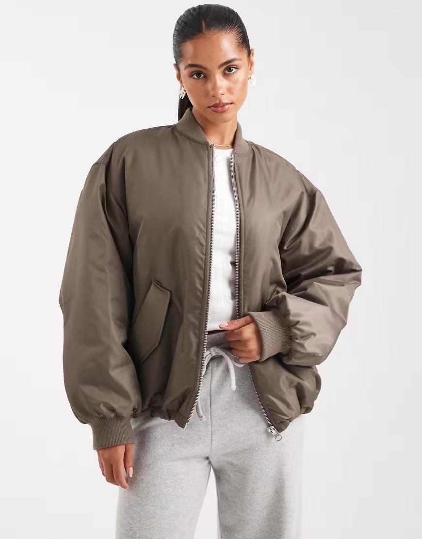 KHAKI KURTKA BOMBER ZAMEK W01__S/M