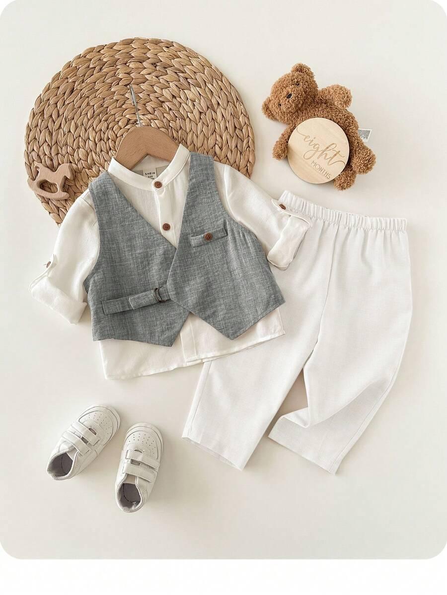 SHEIN KOSZULA KAMIZELKA SPODNIE KOMPLET S06__92/98