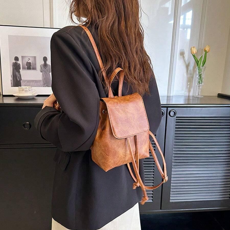 SHEIN BRĄZOWY MINIMALISTYCZNY PLECAK S07__27X21