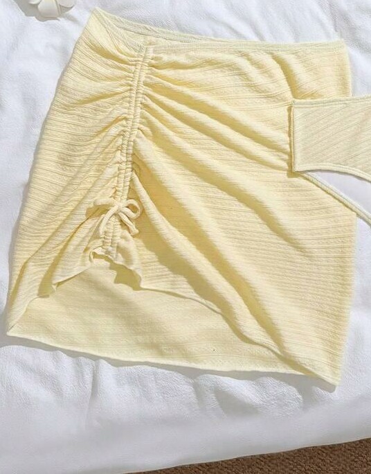 SHEIN ŻÓŁTA MINI SPÓDNICA S06__152-158