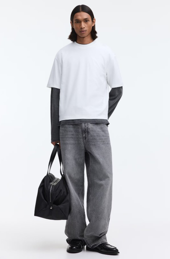H&M BIAŁY GŁADKI T-SHIRT S06__M
