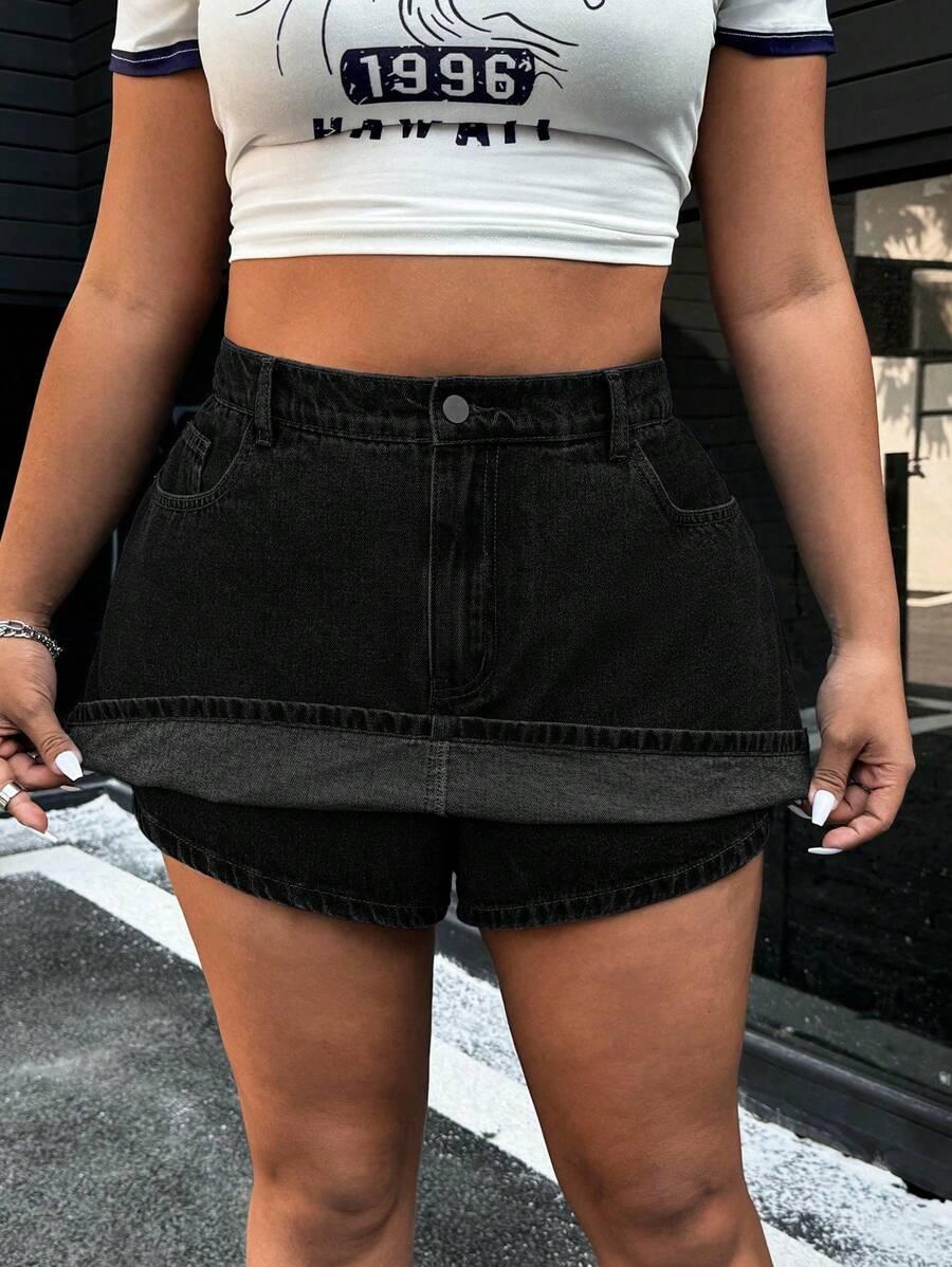 SHEIN CZARNE JEANSOWE SPÓDNICO-SPODENKI PK01__XXL