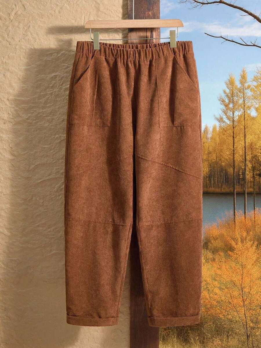 SHEIN BRĄZOWE SPODNIE CASUAL S06__46