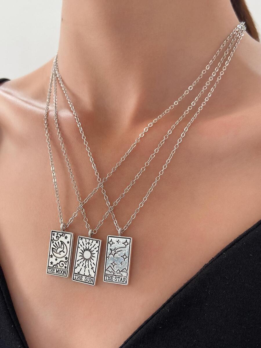 SHEIN NASZYJNIK W KOLORZE SREBRNYM 3-PACK S07__