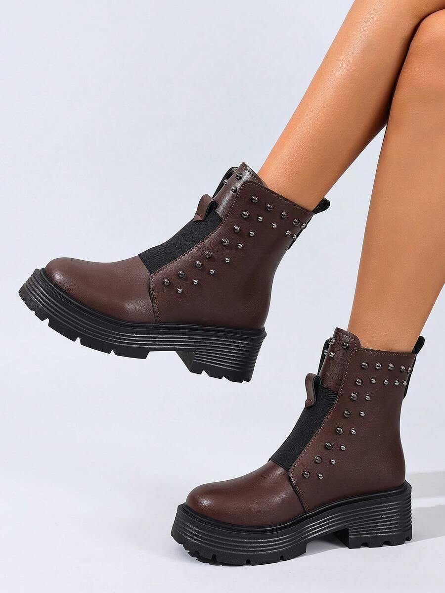 SHEIN BRĄZOWE BOTKI PLATFORMA W01__37,5