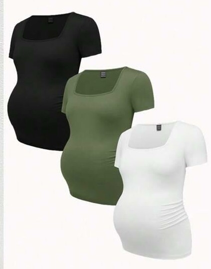 SHEIN CIĄŻOWA BLUZKA KRÓTKI RĘKAW 3-PACK S06__XL