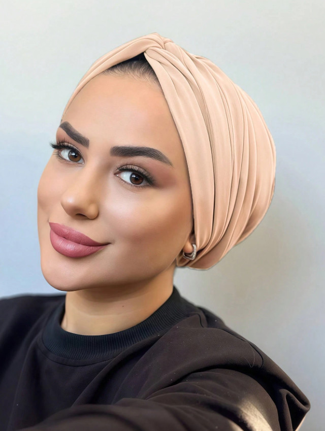 SHEIN BEŻOWA CHUSTA TURBAN S07