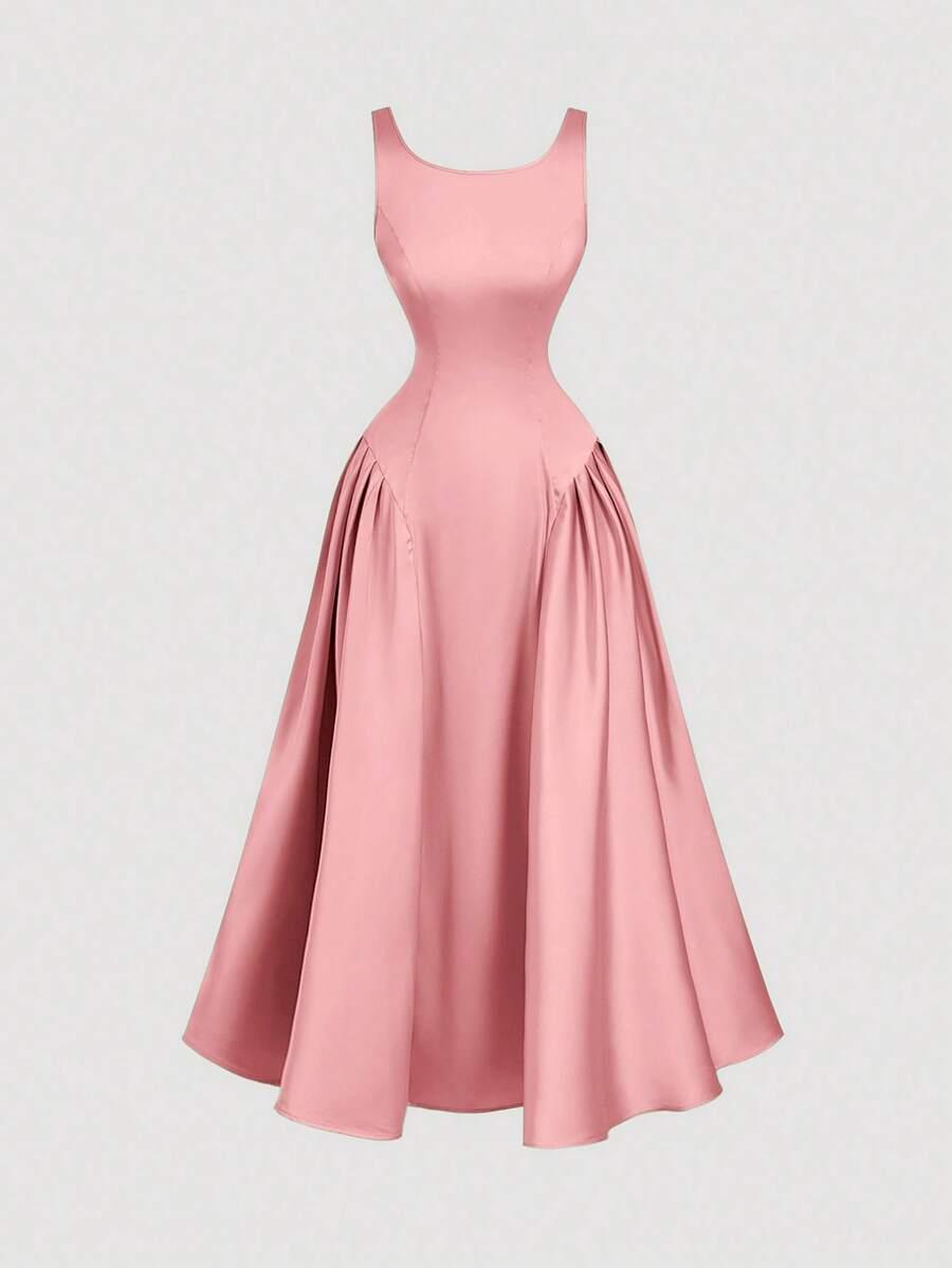 SHEIN RÓŻOWA MIDI SUKIENKA S06__S