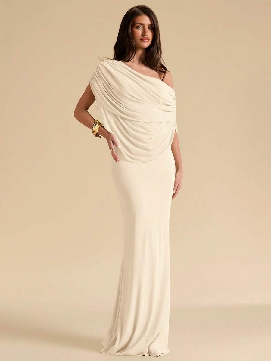 SHEIN BEŻOWA MAXI SUKIENKA S06__L
