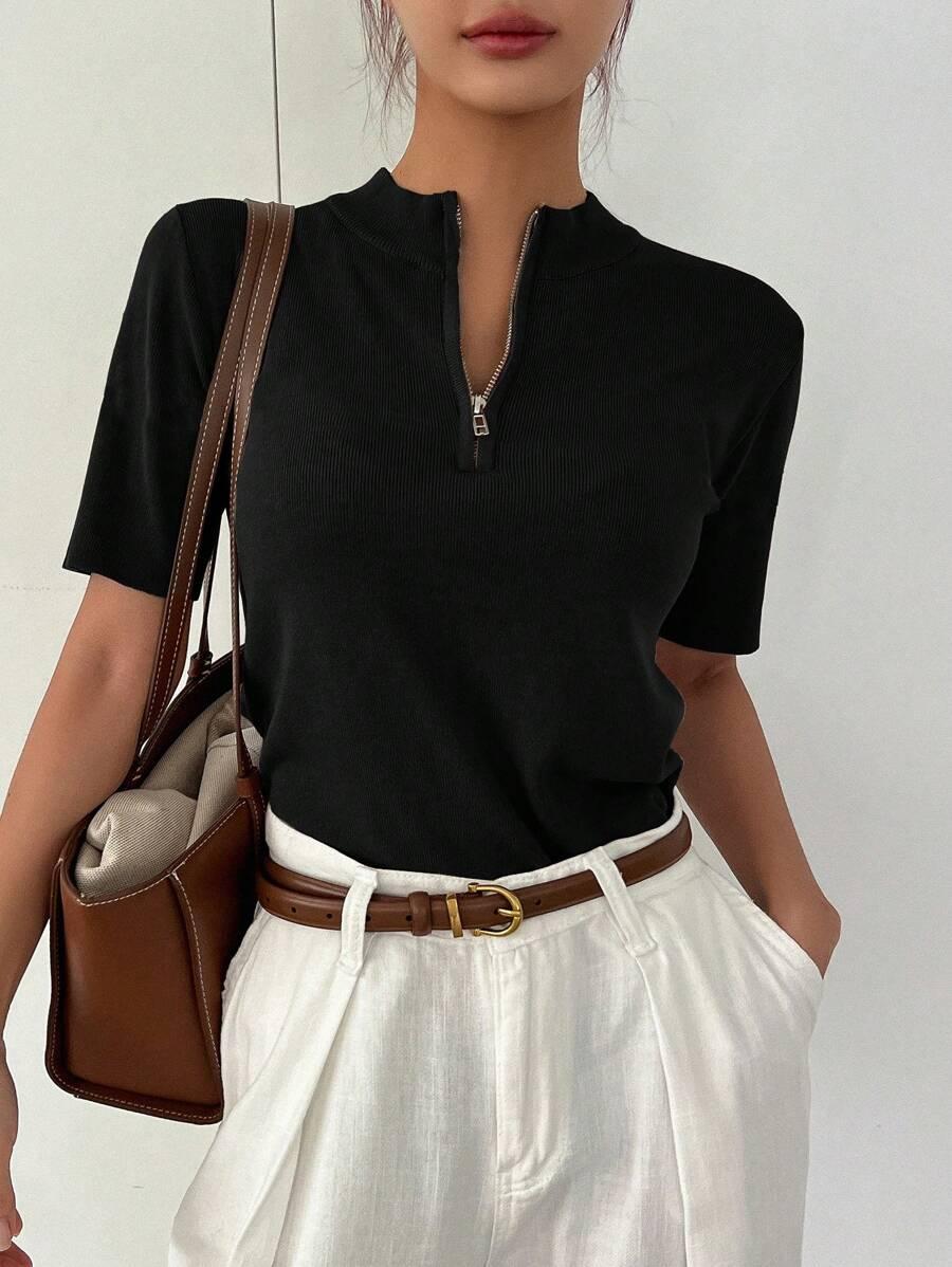 SHEIN CZARNA BLUZKA ZAMEK S06__XL