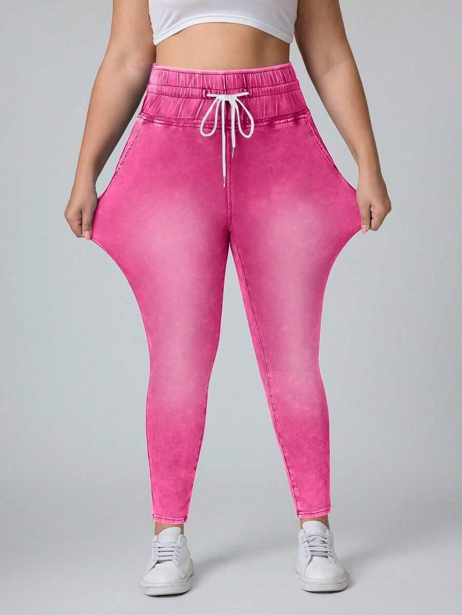 SHEIN RÓŻOWE LEGGINSY WYSOKI STAN S06__46