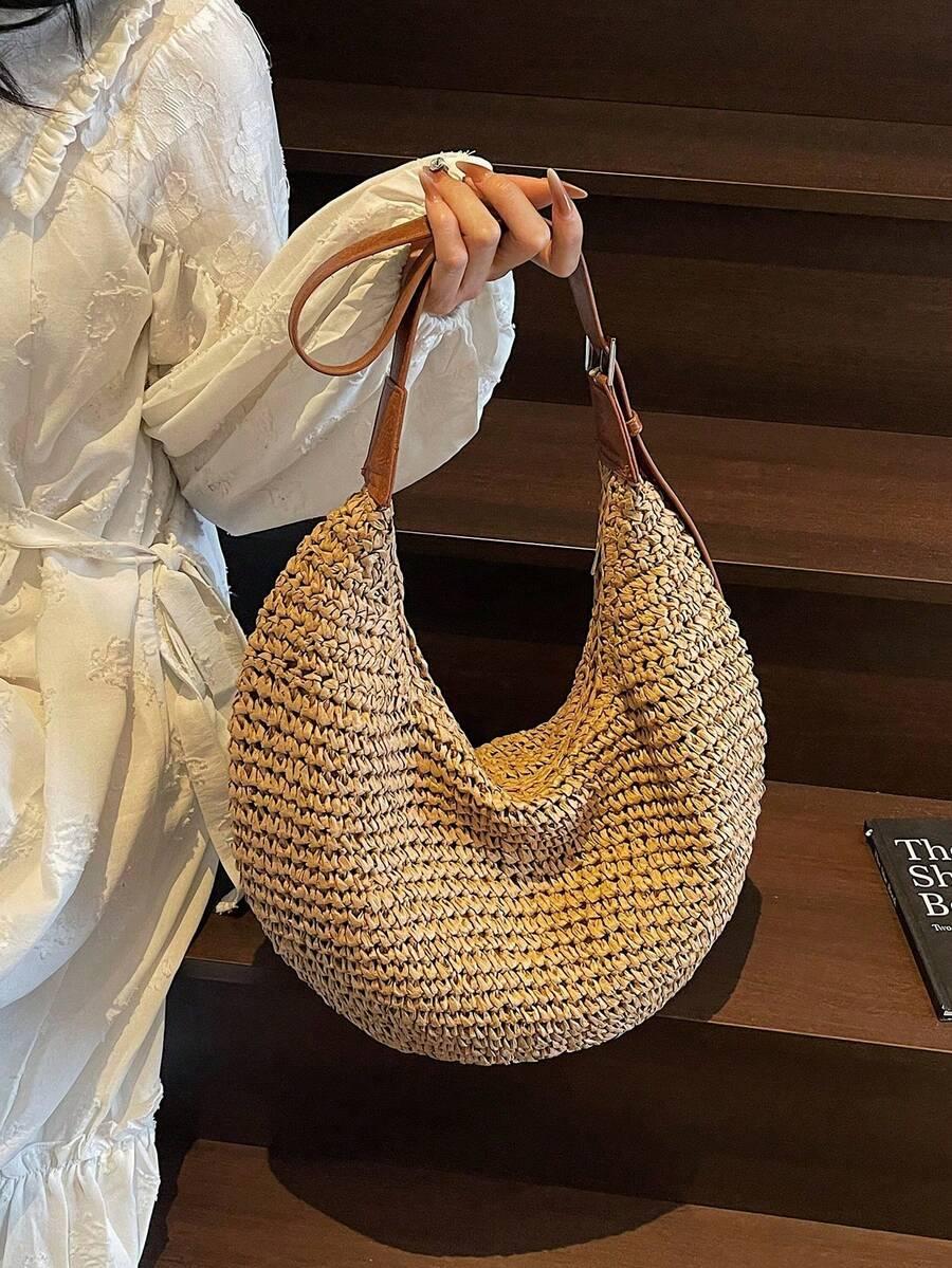 DEDOO BRĄZOWA PLECIONA TOREBKA S07__9X26X42CM