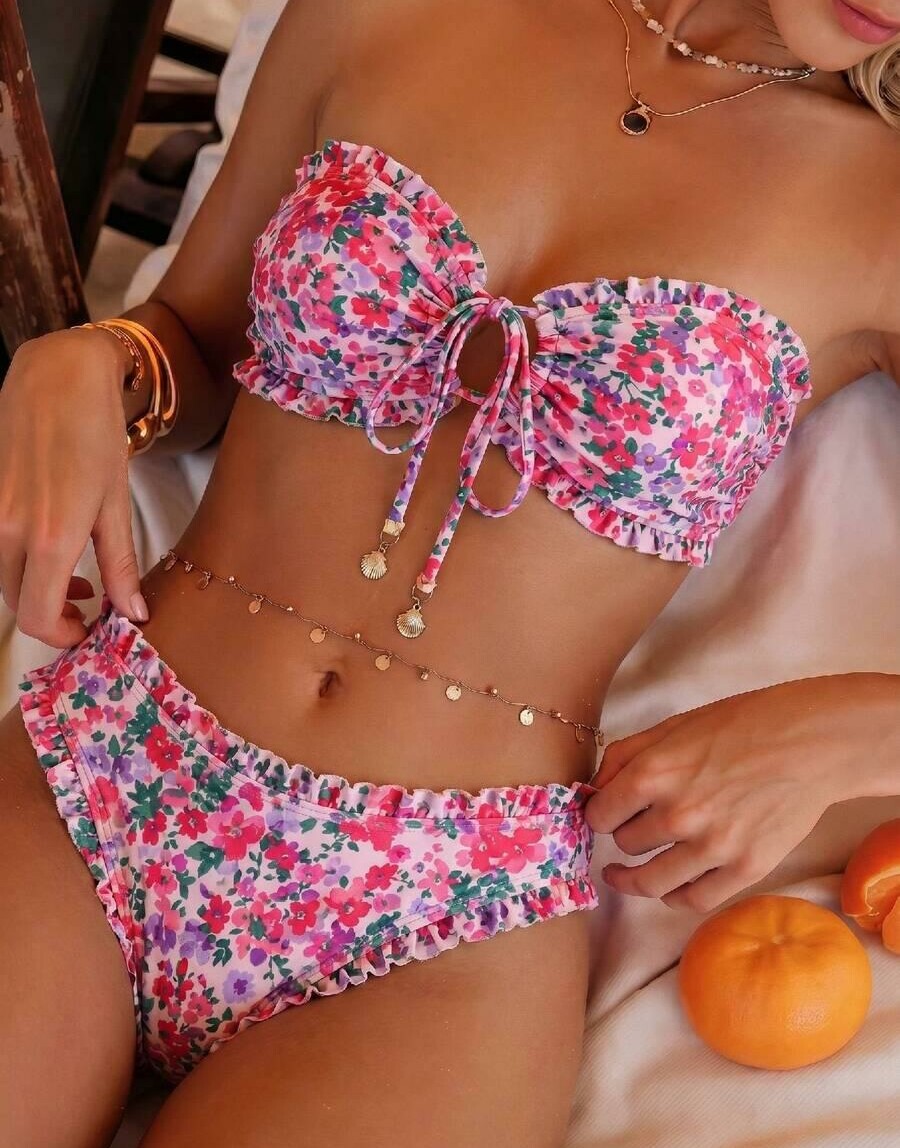 SWIM VCAY DWUCZĘŚCIOWY STRÓJ KĄPIELOWY WZÓR KWIATY S09__L
