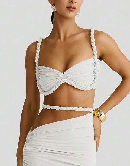 SHEIN BIAŁY TOP NA RAMIĄCZKACH S09__S