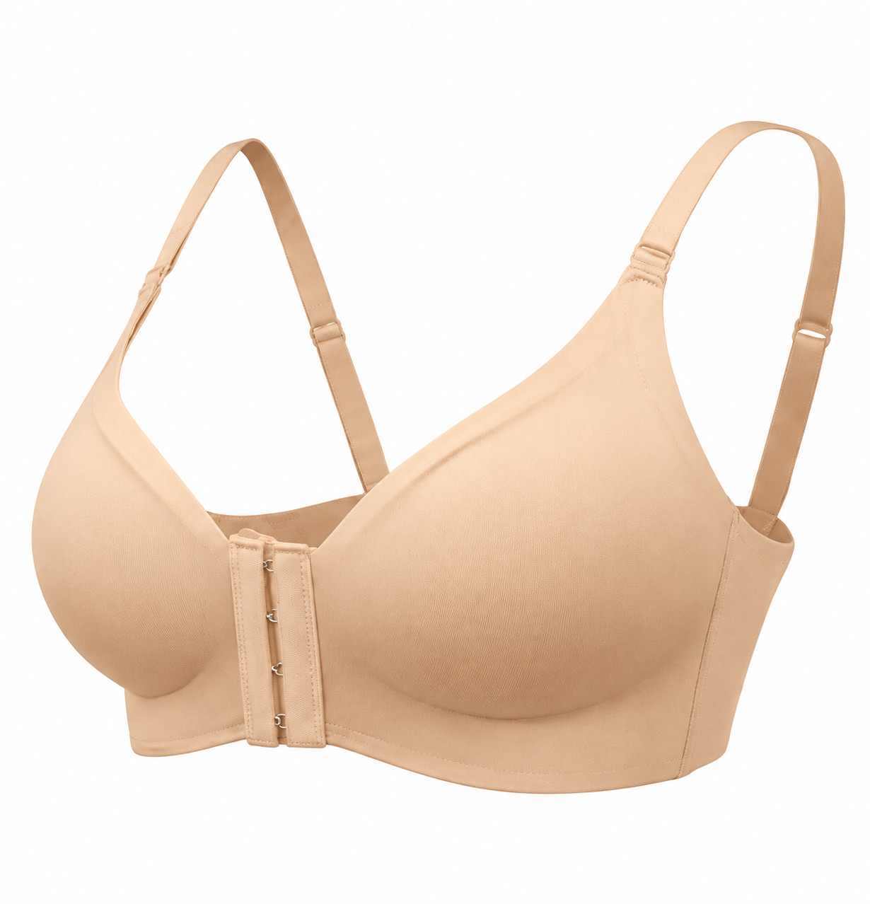 SHEIN BEŻOWY BIUSTONOSZ Z ZAPIĘCIEM Z PRZODU S09__S