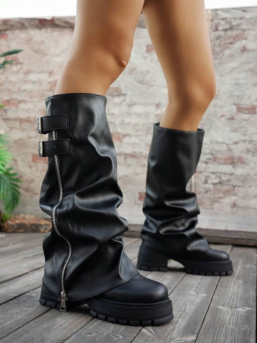 SHEIN CZARNE KOZAKI IMITACJA SKÓRY W01__36,5