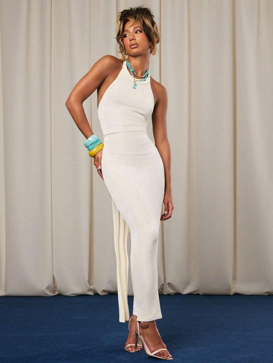 SHEIN KREMOWA MAXI SUKIENKA S06__S