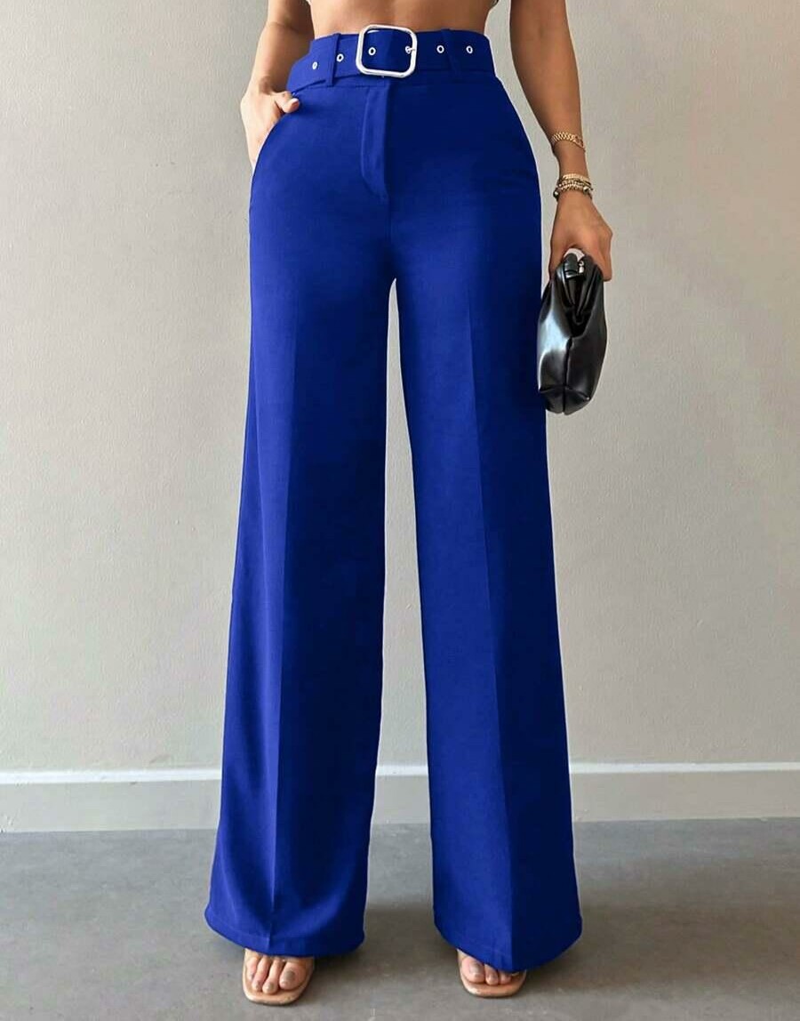 SHEIN ELEGANCKIE PROSTE SPODNIE WYSOKI STAN PK01__L