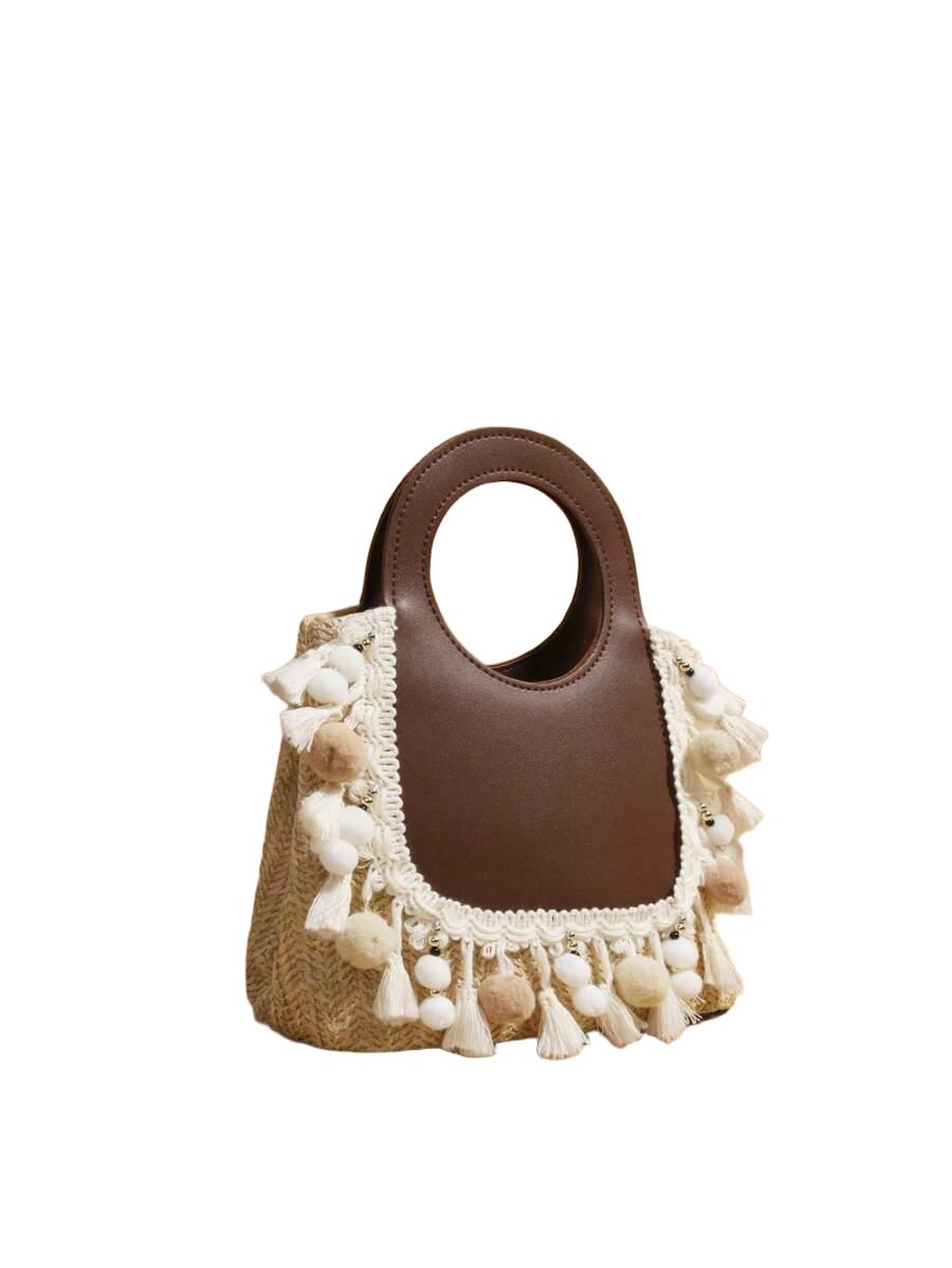 SHEIN BRĄZOWA TOREBKA ZDOBIENIE S07__21,5X8X17