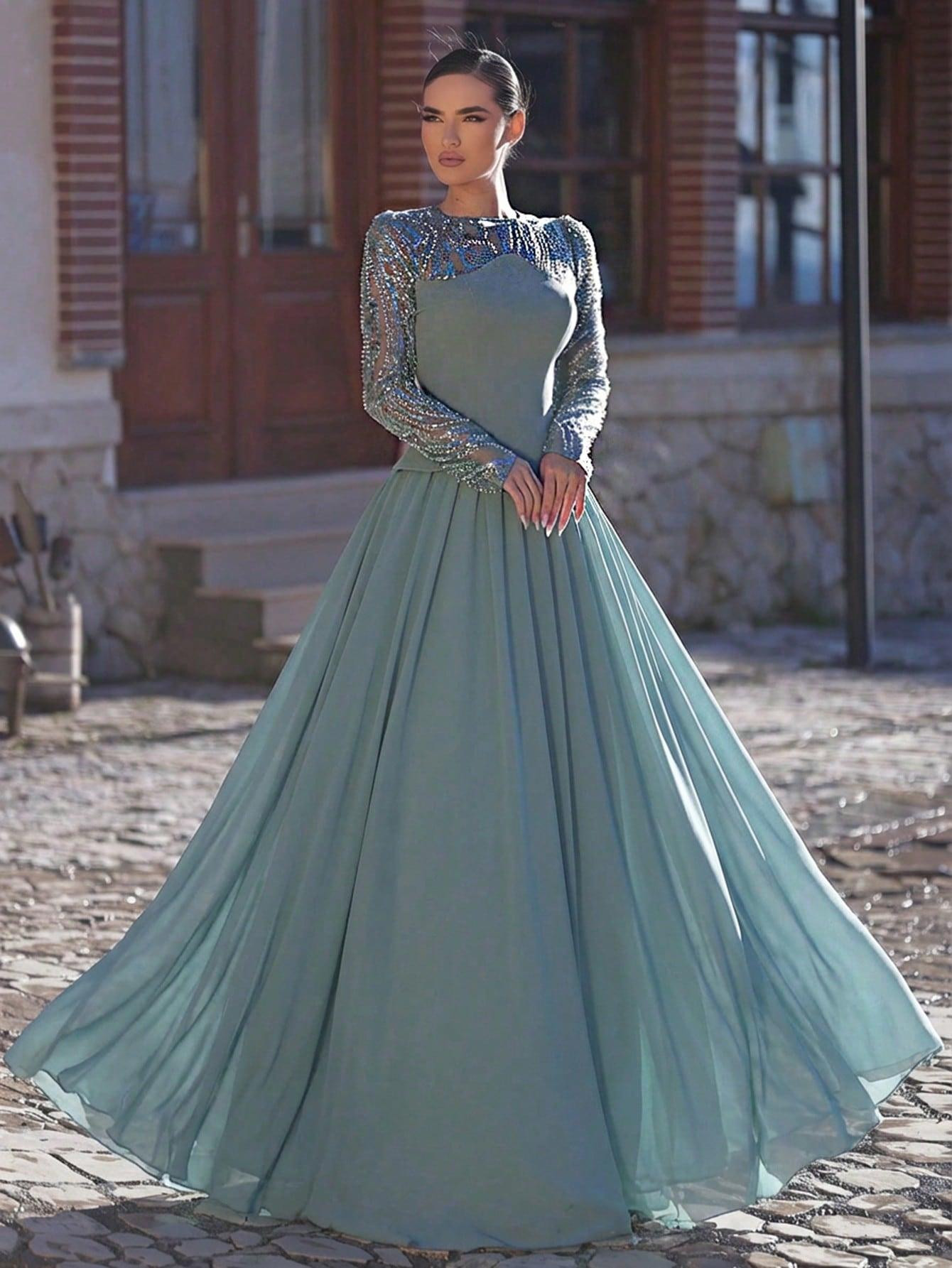 SHEIN NIEBIESKA MAXI SUKIENKA S06__L