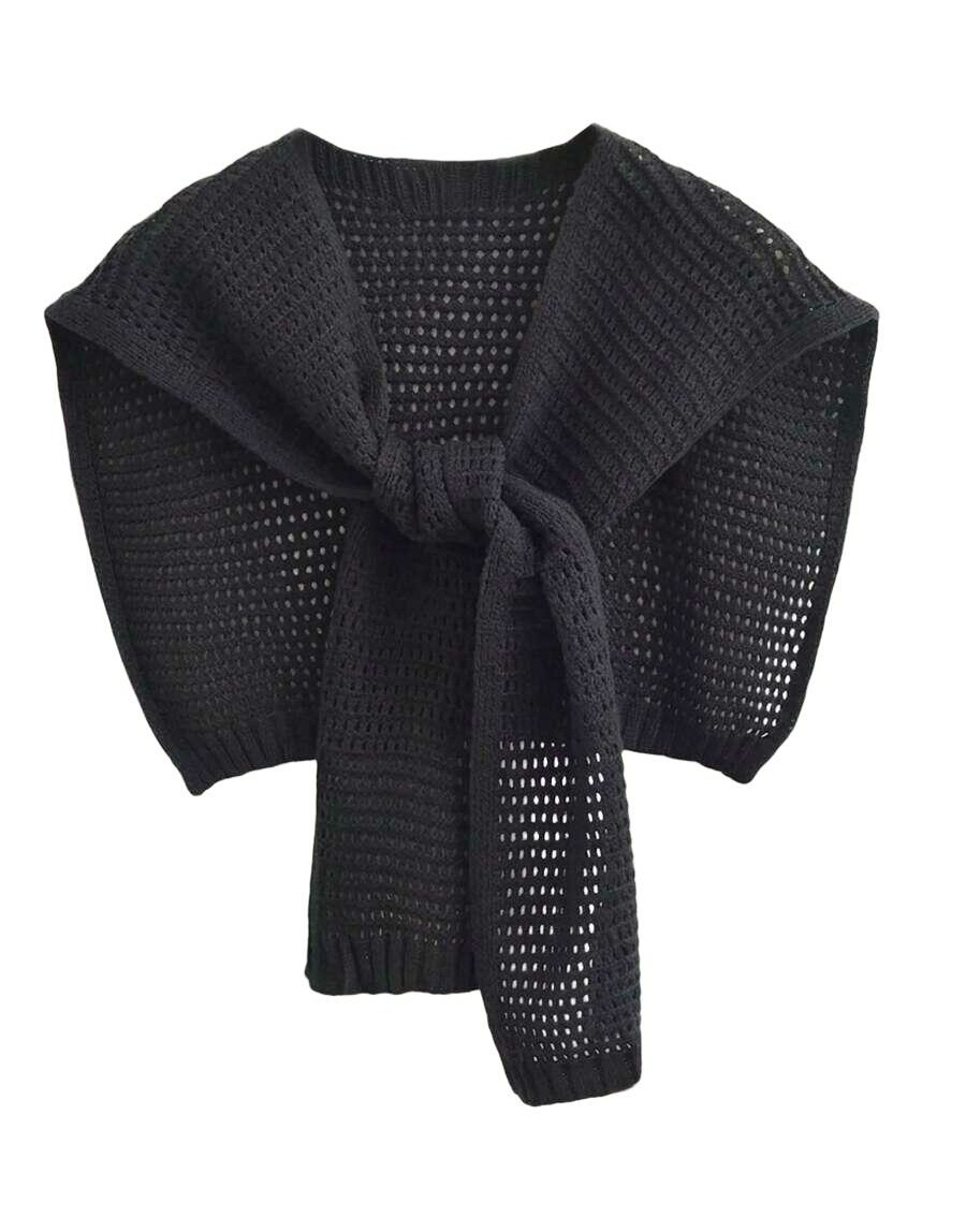 SHEIN CZARNY SZAL IMITACJA SWETRA S07__UNIWERSALNY
